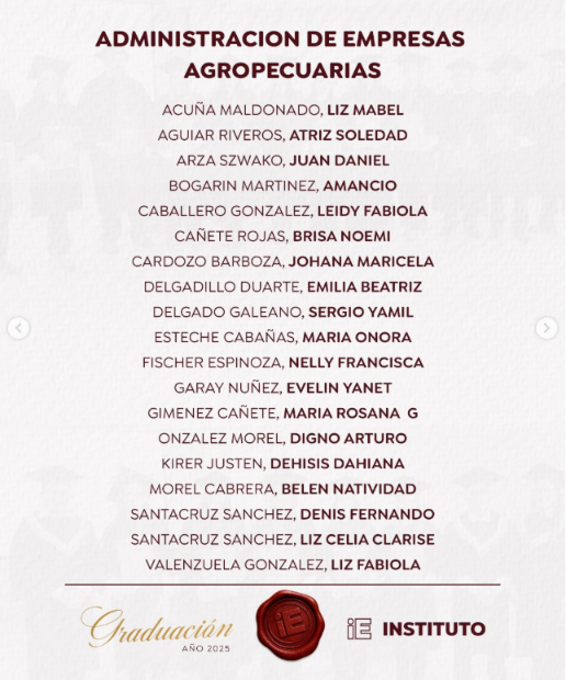 Felicitaciones A Nuestra Nueva Generación De Técnicos Superiores Egresados Del Ie